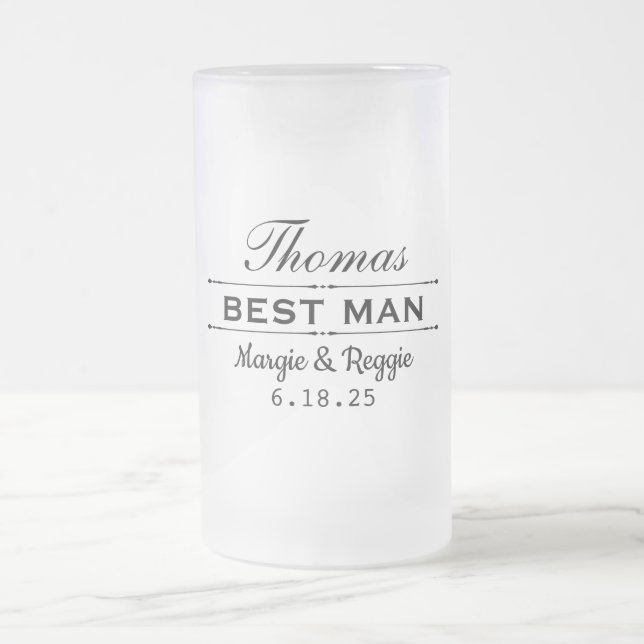 BEST MAN WEDDING PARTY FROSTED MUG (16 oz) (Center)