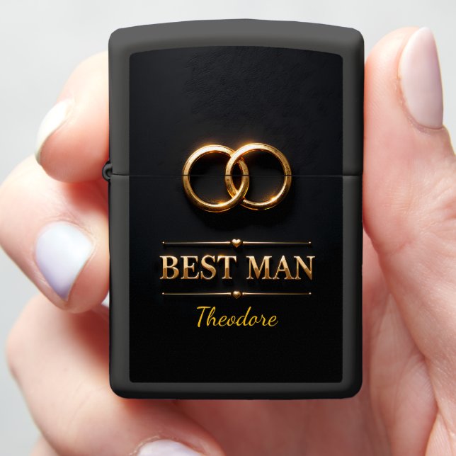 Best Man Wedding Ring Classic Ceremony Zippo Lighter (In Hand)