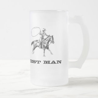 Best Man Western Frosted Glass Beer Mug