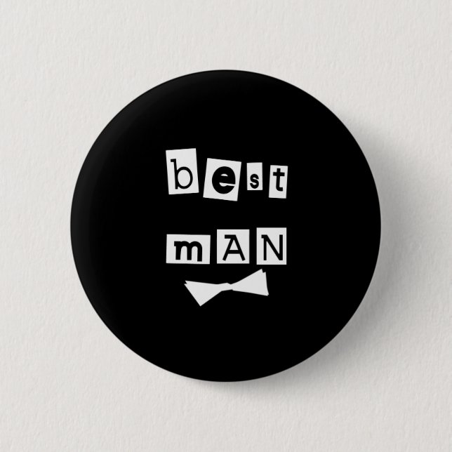 Best Man White on Black Button (Front)