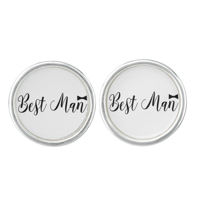 Best Man with Bowtie Wedding Bachelor-Party-tie Cufflinks (Front)