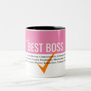 Best manager boss checkmark pink leadership Two-Tone coffee mug