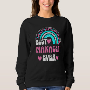 Best Manager Ever Groovy Cute Leopard Rainbow Sweatshirt
