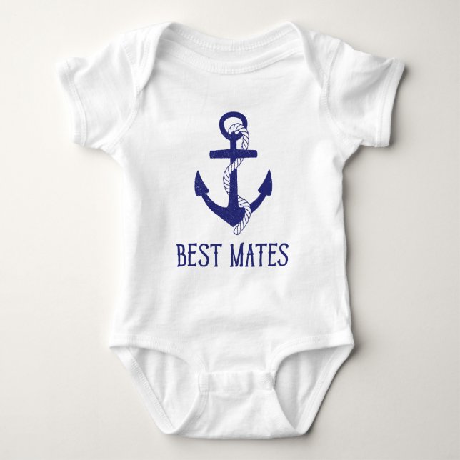 Best Mates Anchor Matching Dog and Baby Bodysuit (Front)