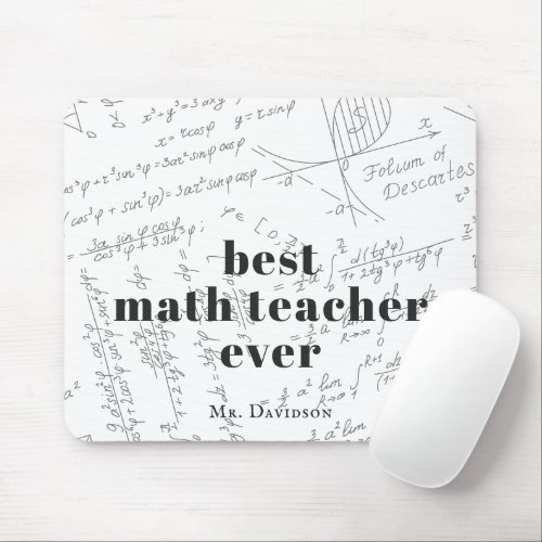 Best Math Teacher  Math Formula Monogram Mouse Pad