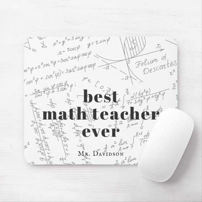 Best Math Teacher | Math Formula Monogram Mouse Pad (With Mouse)