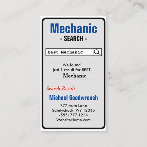 Best Mechanic Business Card