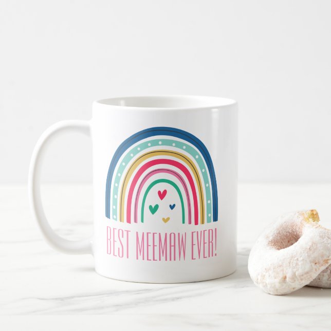 Best Meemaw Ever Rainbow Coffee Mug (With Donut)