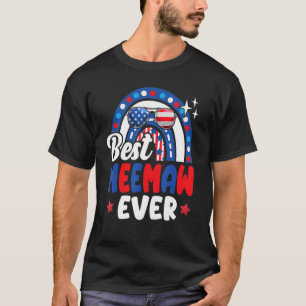 Best Meemaw Ever Rainbow Sunglasses Usa Flag 4th O T-Shirt