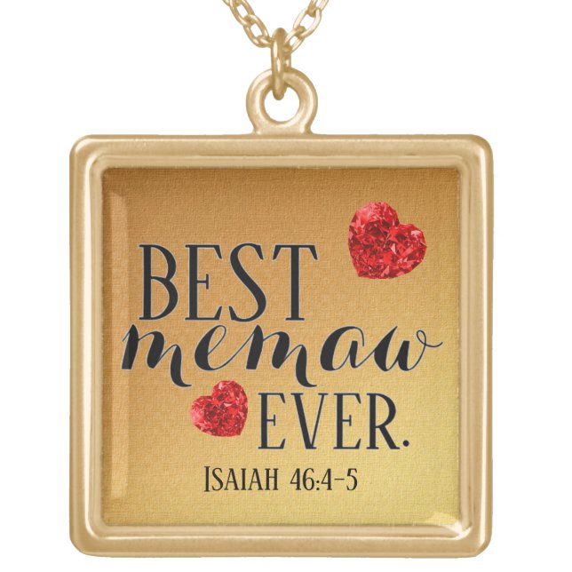 Best Memaw Ever - Large gold finish necklace (Front)