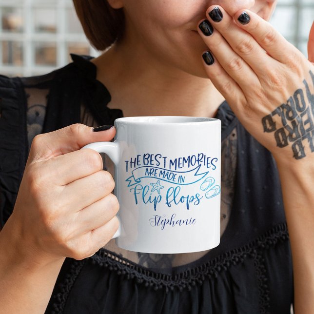 Best Memories Made in Flip Flops Personalized Coffee Mug (Best Memories Are Made in Flip Flops)