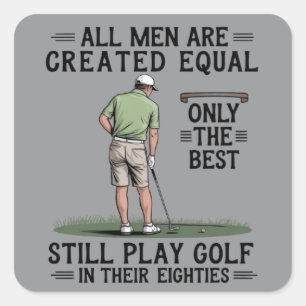 Best Men Play Golf Eighties Funny Golfer Golfing  Square Sticker