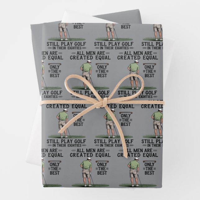 Best Men Play Golf Eighties Funny Golfer Golfing  Wrapping Paper Sheets (In situ)