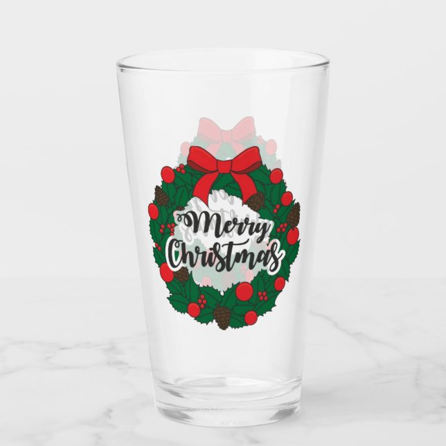 Best Merry Christmas sticker Glass Cup (Front)