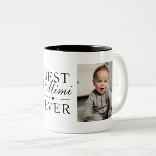 Best Mimi Ever Black Birthday Custom 2 Photo Two_Tone Coffee Mug