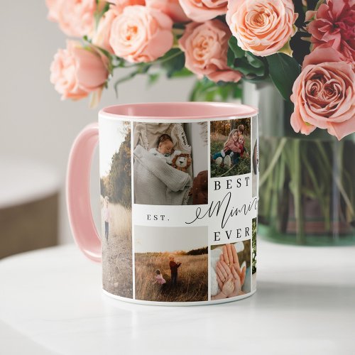 Best Mimi Ever  Elegant Script 8 Photo Collage Two_Tone Coffee Mug