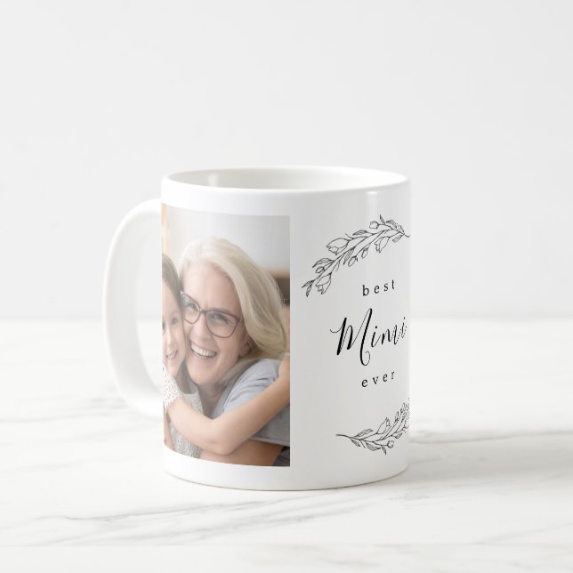 Best Mimi Ever Floral Wreath Photo Coffee Mug (Front Left)