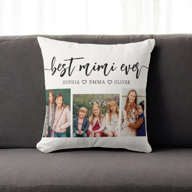 Best MiMi Ever - Grandchildren Photo Collage Throw Pillow (Creator Uploaded)