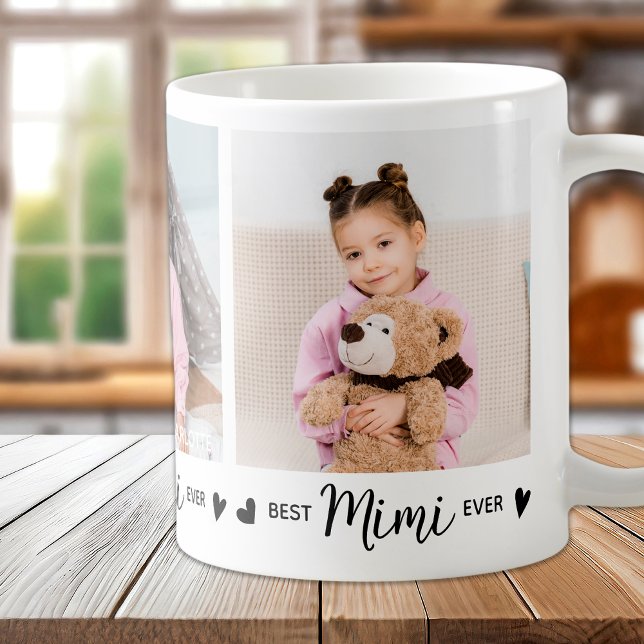 Best MIMI Ever Modern Personalized Grandma 3 Photo Coffee Mug (Creator Uploaded)