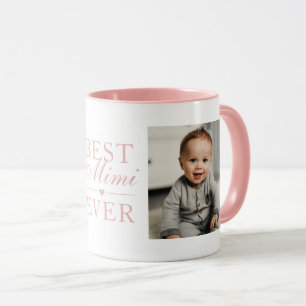 Best Mimi Ever Pink Birthday Custom 2 Photo Mug