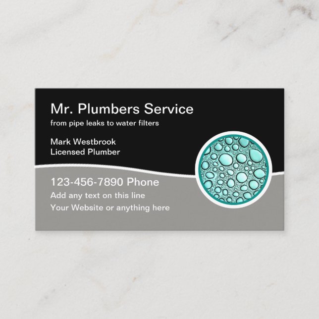Best Modern Plumber Service Business Cards (Front)