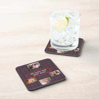 Best Mom 4 Family Photos Tartan Plaids Freestyle Beverage Coaster