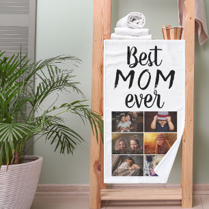 Best Mom 6 Photo Collage Family Photo Hand Towel