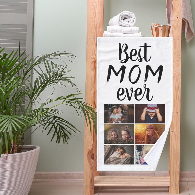 Best Mom 6 Photo Collage Family Photo  Hand Towel (Creator Uploaded)