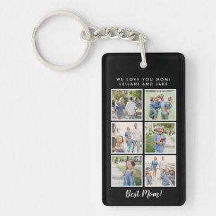 Best Mom! 6 Photos Custom Message Keychain