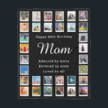 Best Mom 80th Birthday Photo Collage Black Fleece Blanket<br><div class="desc">Personalized gift fleece blanket with 32 photos of your choice. A wonderful gift idea to commemorate a special birthday for that wonderful person. TOP TIP: If you Pre-crop your photos into a square shape before you upload them you have control of how they look. No problem if you can't do...</div>