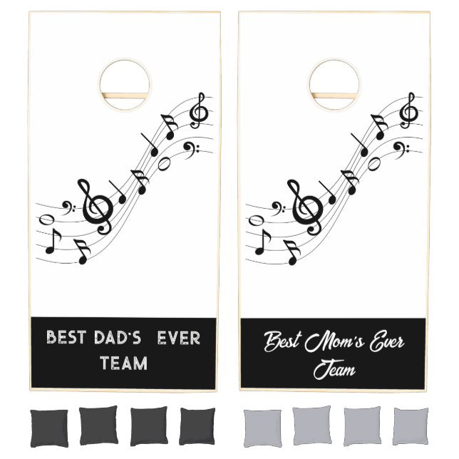 Best Mom and Dad Gift musical notes black white Cornhole Set (Set)