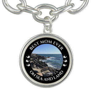 Best Mom Atlantic Ocean Waves of the Sea Black Bracelet