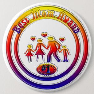 Best Mom Award Rainbow Family Button