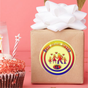 Best Mom Award Rainbow Family Classic Round Sticker