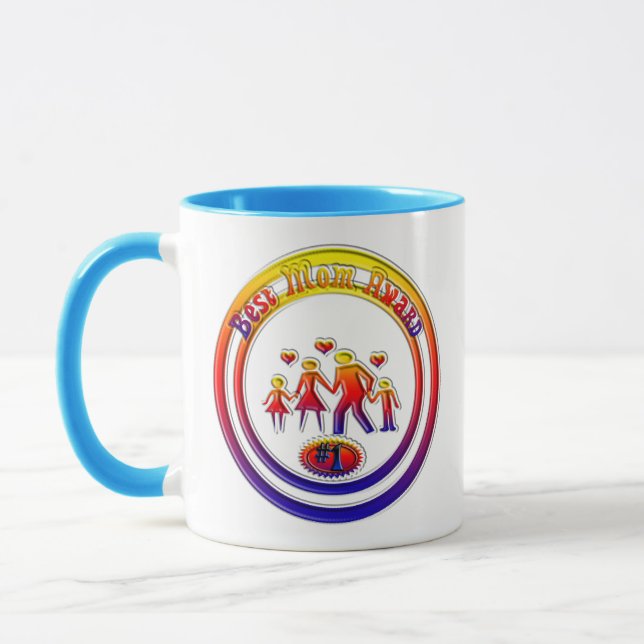 Best Mom Award Rainbow Family Mug (Left)