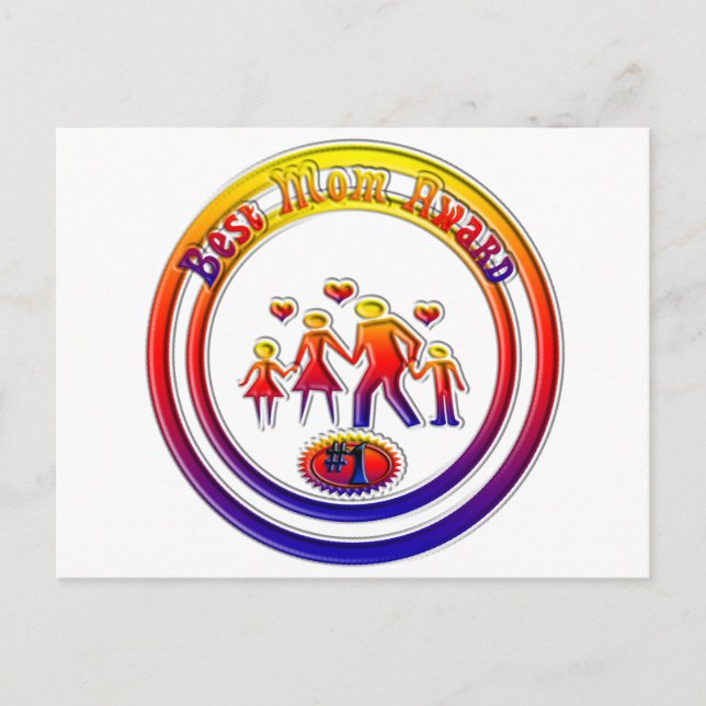 Best Mom Award Rainbow Family Postcard (Front)