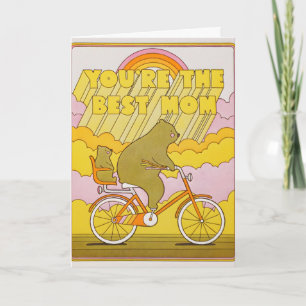 Best Mom Biking Bears Letterpress Card