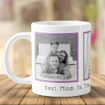 Best Mom Black and White 3 Photos Giant Coffee Mug<br><div class="desc">Custom printed coffee mug personalized with your photos and words "best mom in the word ♥️ we love you". Add 3 special photos. B&W filter applied.</div>