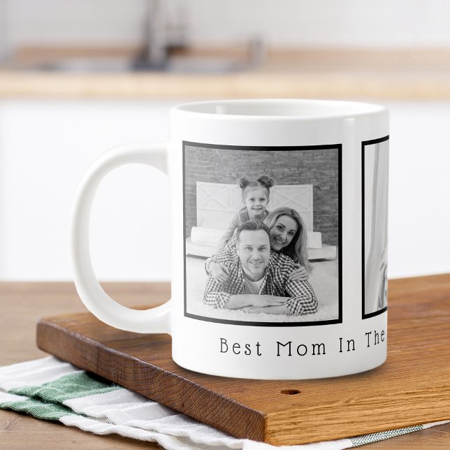 Best Mom Black and White 3 Photos Giant Coffee Mug (Best Mom Black and White 3 Photos Giant Coffee Mug)