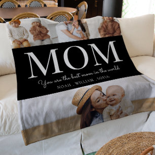 Best mom black and white 4 photo fleece blanket