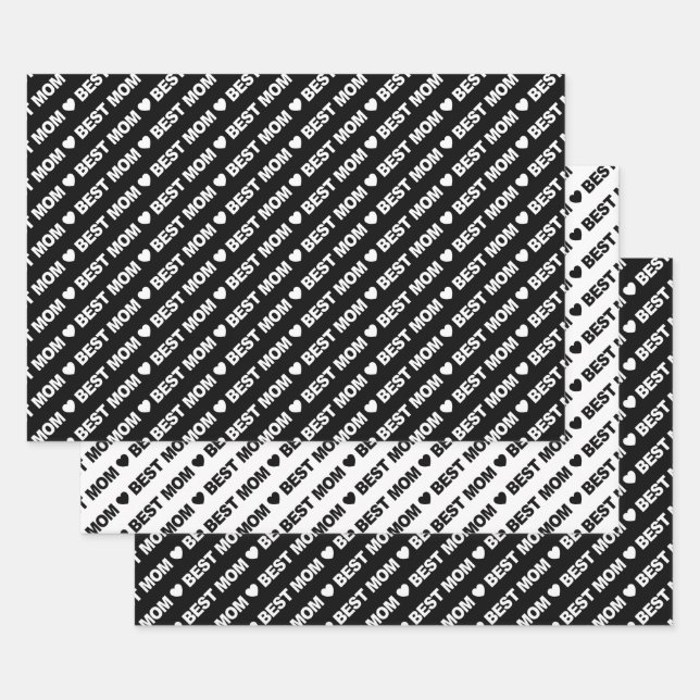 Best Mom Black and White Wrapping Paper Sheets (Set)
