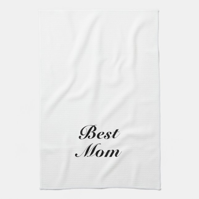 Best mom black white classic script elegant cute kitchen towel (Vertical)