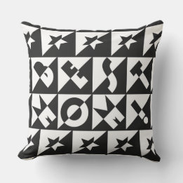 Best Mom Black with White Pattern and Stars Throw Pillow