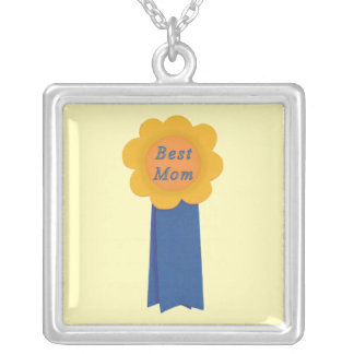Best Mom Blue Ribbon Yellow Flower Reward Necklace