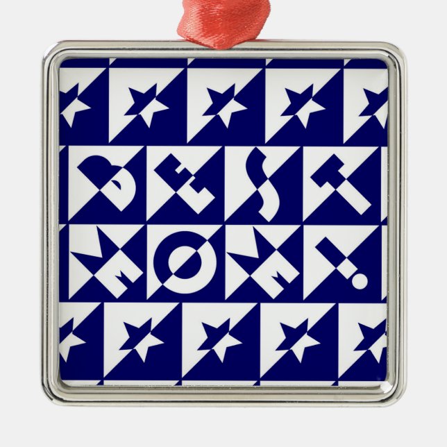 Best Mom Blue with White Pattern Stars Ornament (Front)