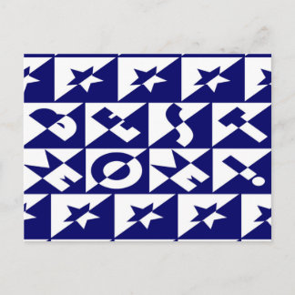 Best Mom Blue with White Pattern Stars Postcard
