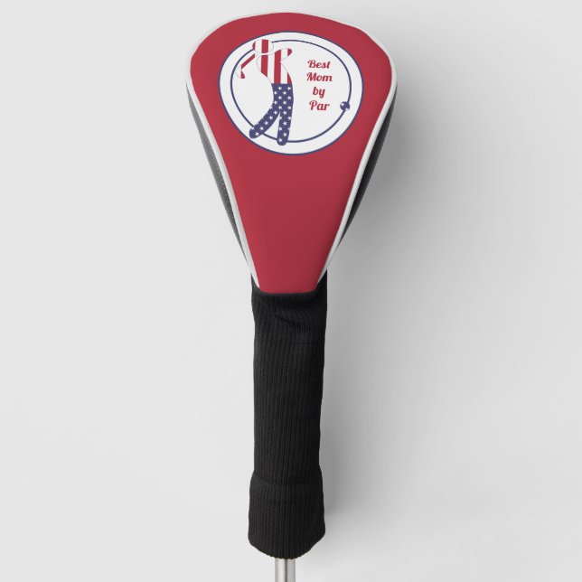 Best Mom by Par | American Flag Golf Player Head Cover (Front)