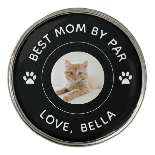 Best Mom By Par Cat Paw Print Photo Text Golf Pun Golf Ball Marker
