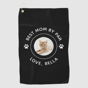 Best Mom By Par Cat Paw Print Photo Text Golf Pun Towel