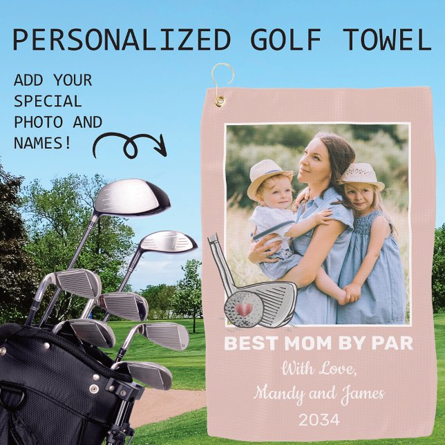 Best Mom By Par Custom Photo Golf Towel (Creator Uploaded)